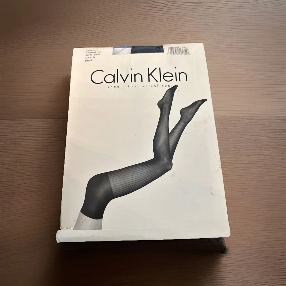 Calvin‎ Klein Sheer Rib Control Top Style 566 Size b Black